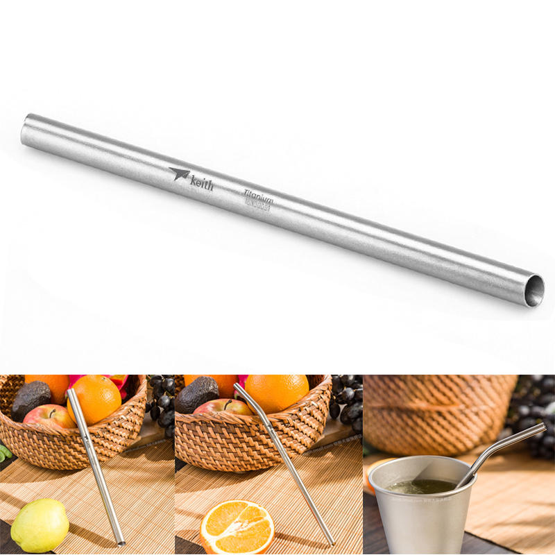 Titanium Drinking Straw Heat Resistant Reusable Juice Beverages Sucker
