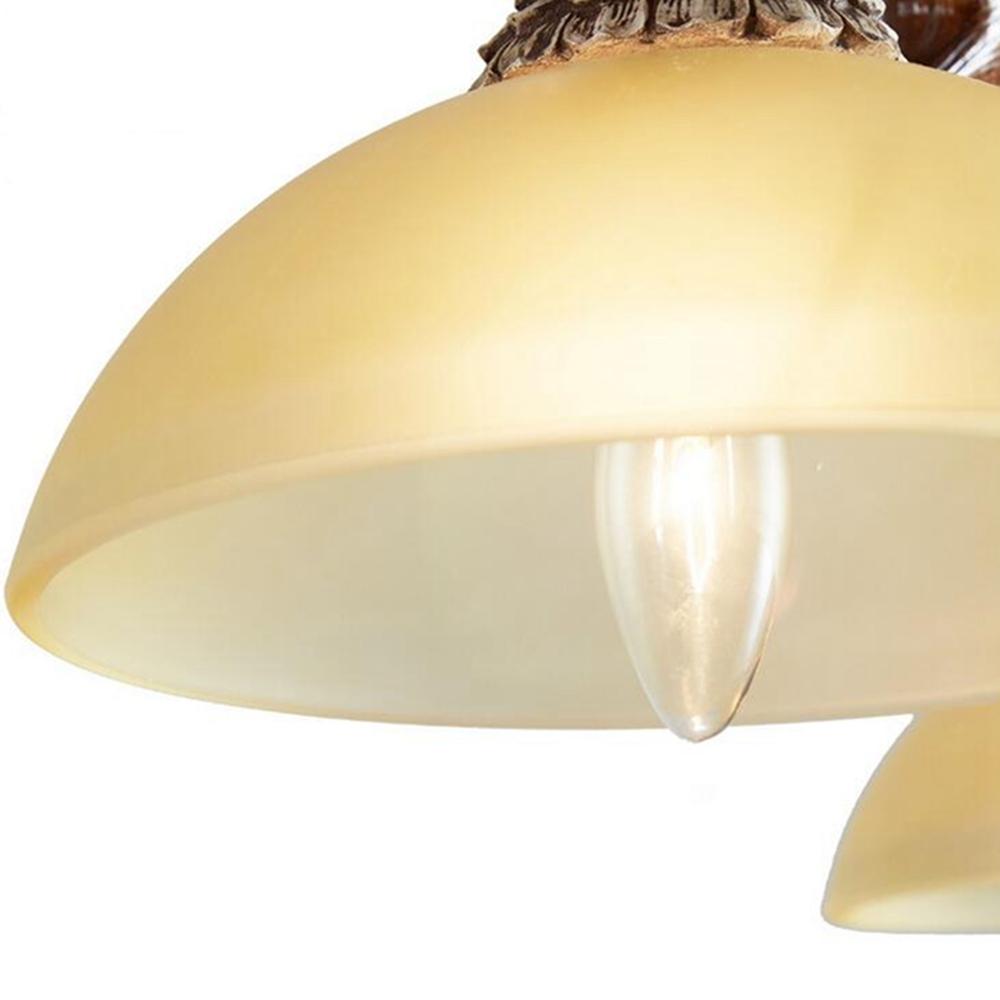 Vintage Antler Resin Double Light Deer Horn Pendant Chandelier Lamp Dinning Bar