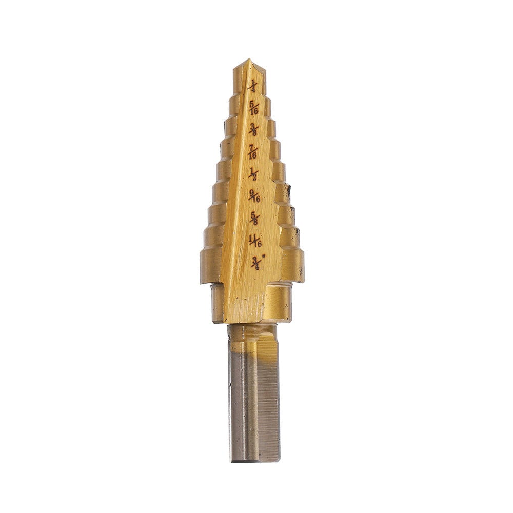 5Pcs Titanium Plating 1/8-1-3/8 Inch Step Drill Bit Set Hole Puncher for Metal Wood Steel