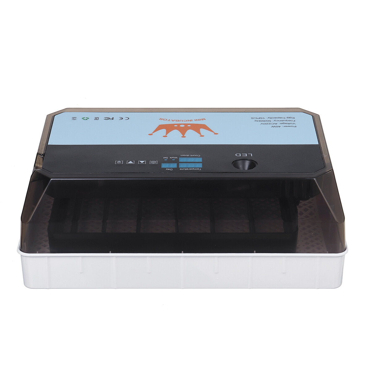 40W LED Light 15PCS Eggs Chicken Automatic Incubator Hatche Turning Temperature Control