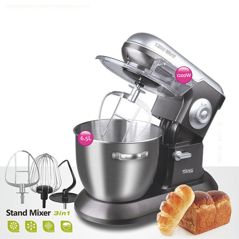 1200W 6.5L 3 in 1 Stand Mixer Powerful Copper Stainless Steel Kneading Interface Special Grease Paddle New Power Upgrade