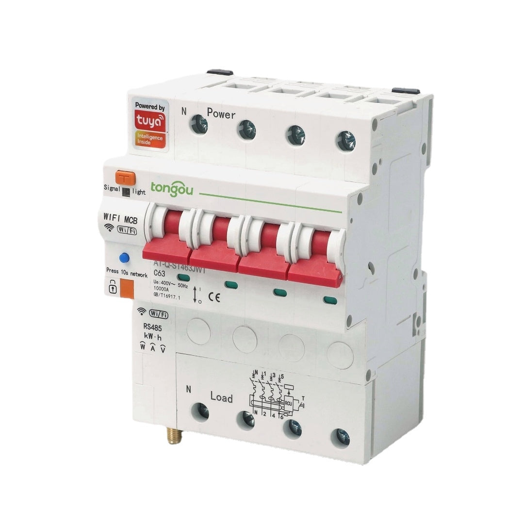 4P 63A Single Phase WIFI Smart Energy Meter Kwh Metering Monitoring Circuit Breaker Timer Relay with Leakage Protection