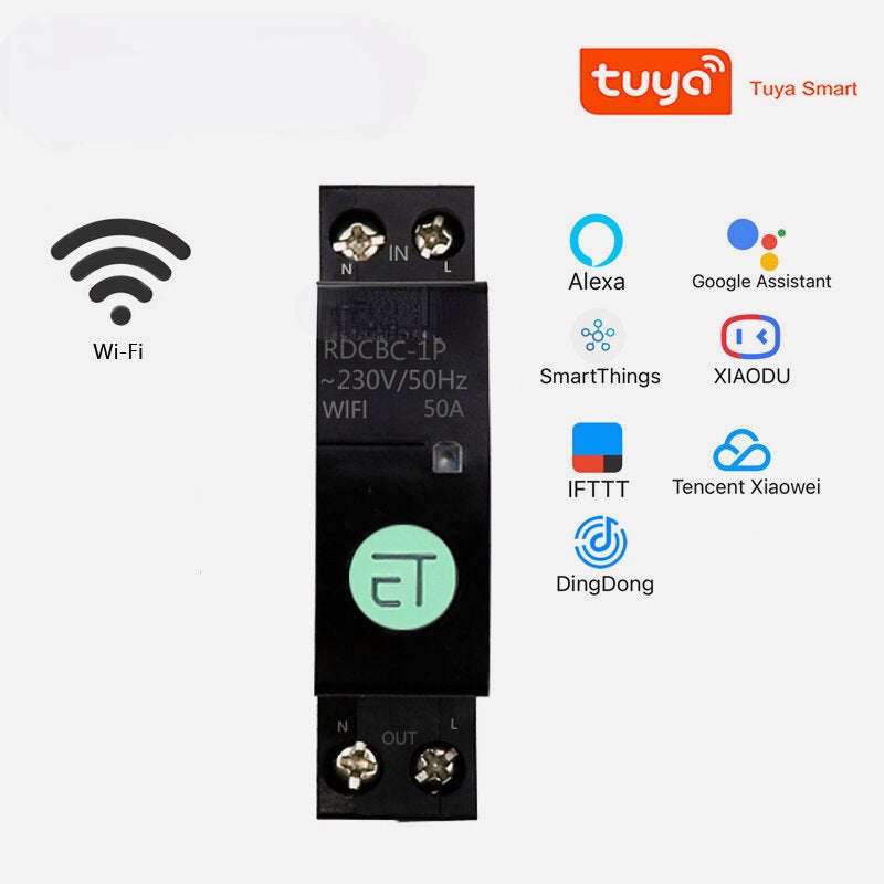 Smart Light Switch WIFI 63/80A Single Phase Circuit Breaker Timer Relay Switch Voice Remote Control Works With Tuya eWeLink APP Alexa Google Home