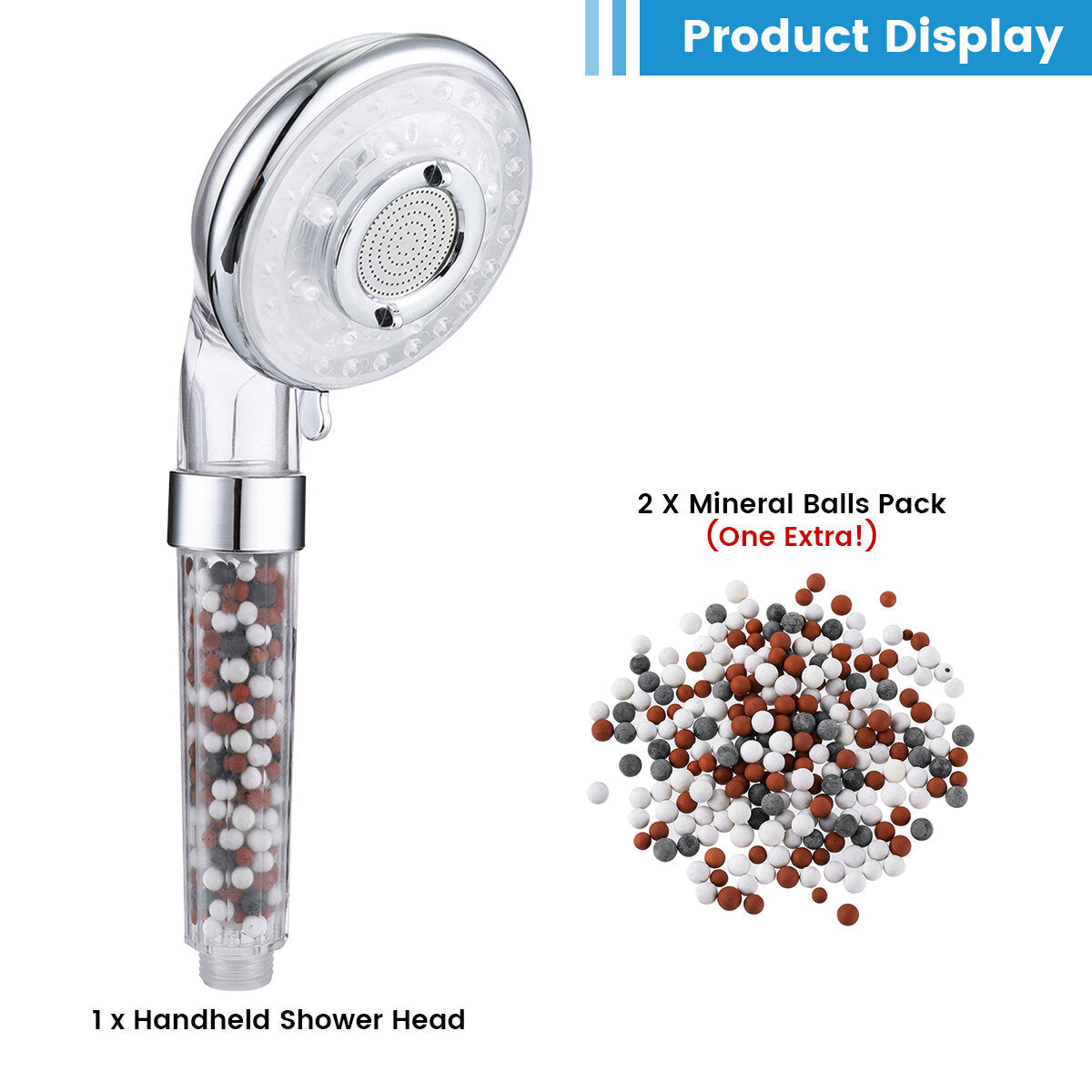 Shower Head Filtration Hand 3 Mode With Limescale Filter And Ion A Pack Of Mineral Ball Substitutes