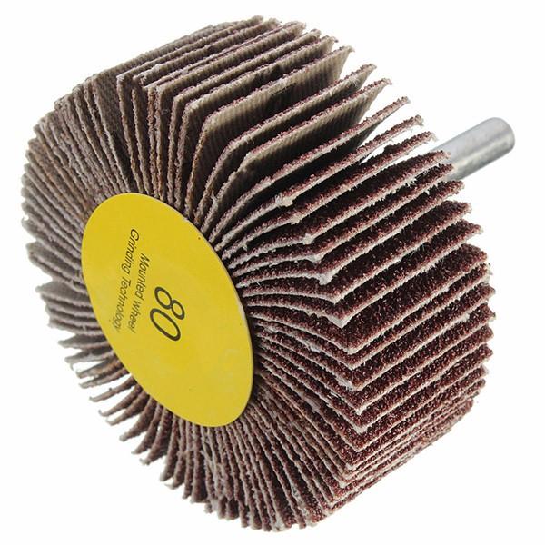 60/80 Grit 6mm Shank Flap Wheel Disc Sanding Abrasive Grinding Wheel for Rotary Tool