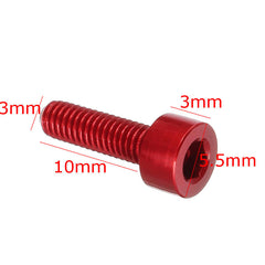 10pcs M3x10mm Hex Socket Cap Head Screws 7075 Aluminum Alloy Red