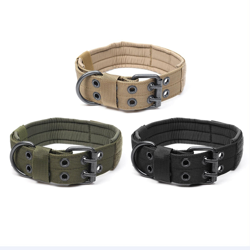 Adjustable Training Dog Collar Nylon Tactical Military With Metal D Ring Buckle