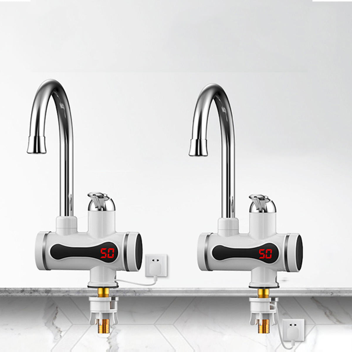 220V Tankless Electric Kitchen Water Heater Tap Instant Hot Faucet Cold Heating