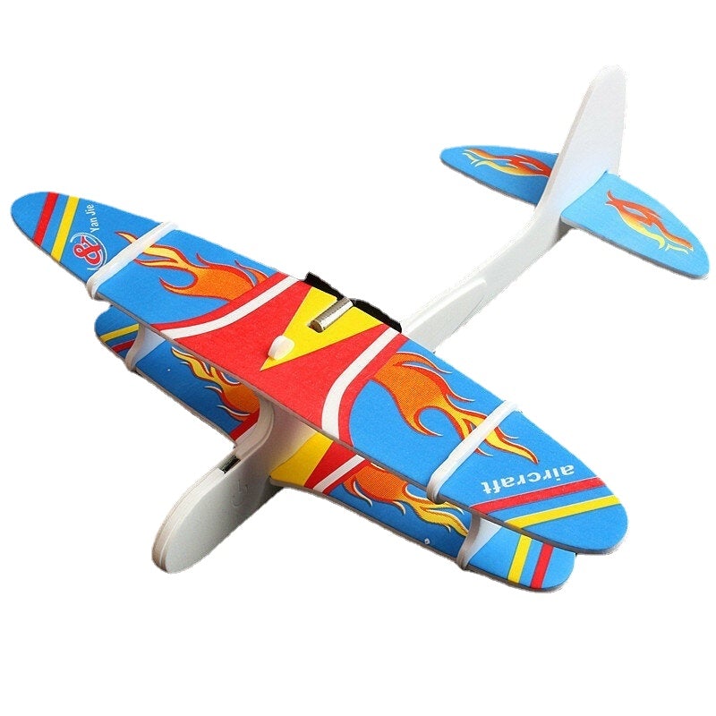 Electric DIY Assembly Foam Hand Throw Airplane Model USB Rechargeable Slewing Outdoor Toy for Kids Gift