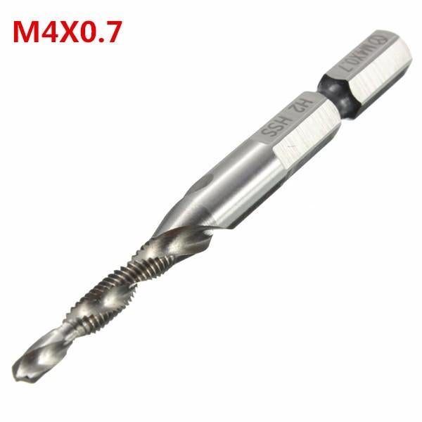 HSS 1/4 Inch Hex Shank Combination Metric Drill Tap Bit M3/M4/M5/M6/M8/M10