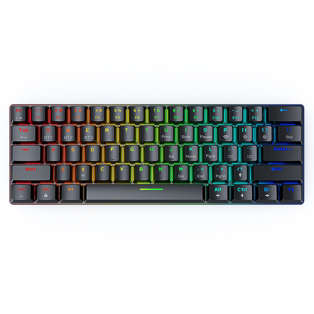 61 Keys Bluetooth 5.0 RGB Mechanical Keyboard Hot Swappable Wired Dual Mode 60% Gaming Keyboard With Software For Mac/Win