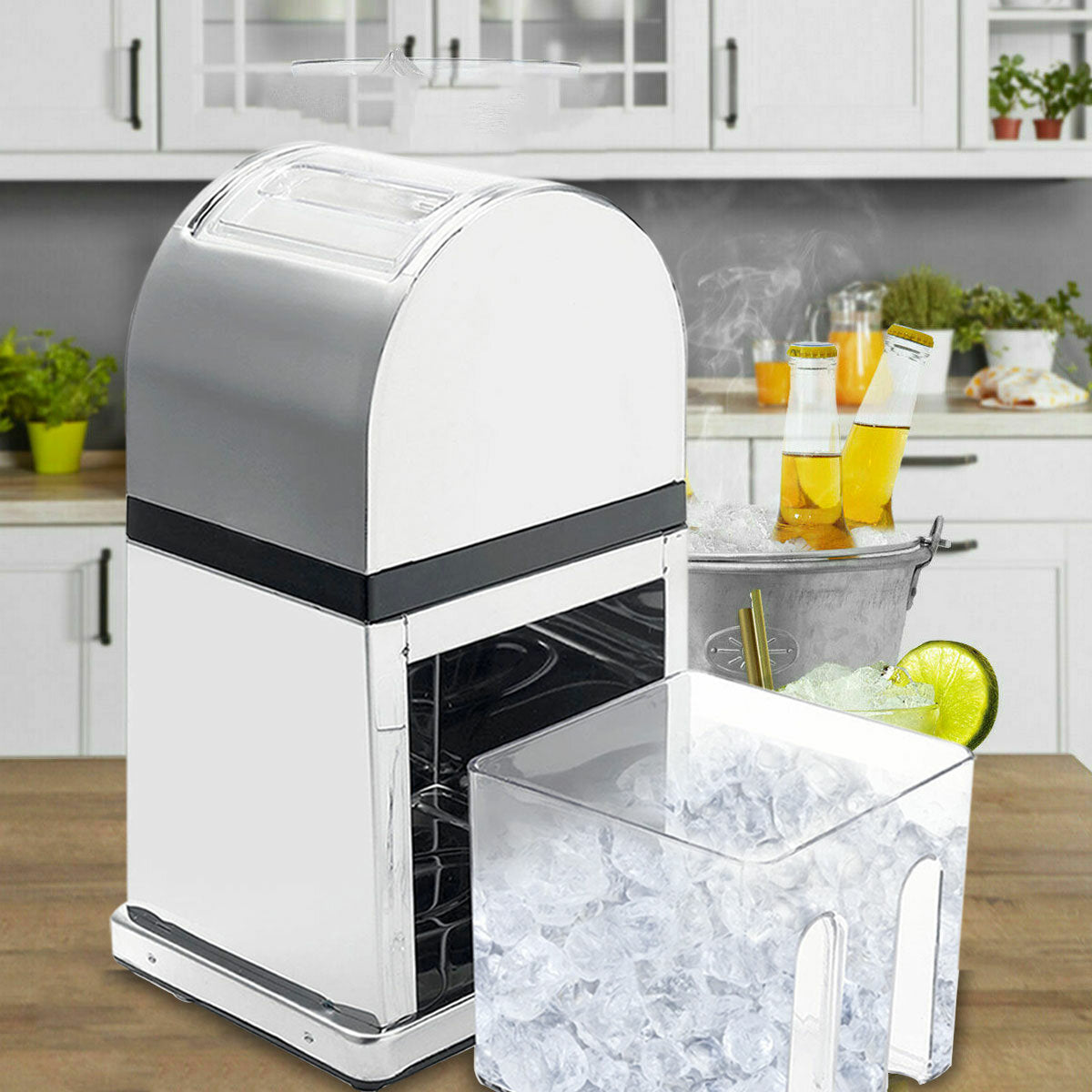 Ice Crusher Stainless Steel Shaver Machine Crushed Ice Maker Durable Easy Clean