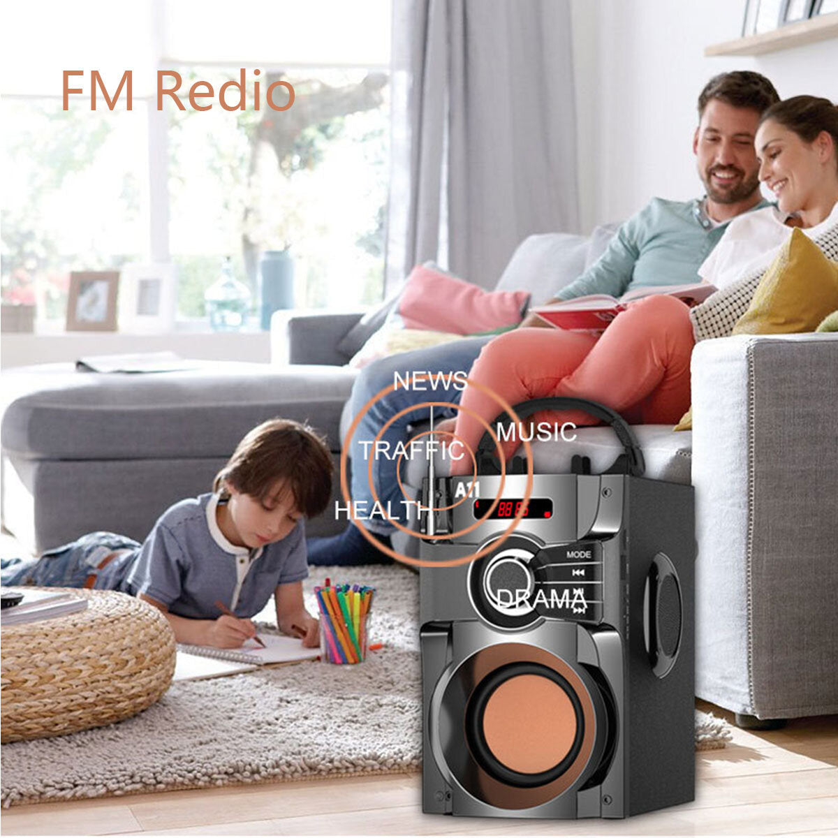 Wireless Bluetooth Speaker Stereo Subwoofer Bass Speakers Music Studio Support FM AUX