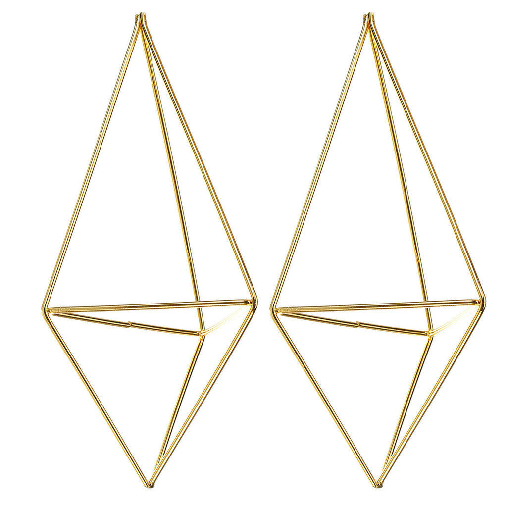 2 PCS Wall-Mounted Wrought Iron Geometric Air Flower Plant Stand Golden Decor