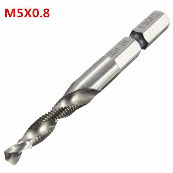 HSS 1/4 Inch Hex Shank Combination Metric Drill Tap Bit M3/M4/M5/M6/M8/M10