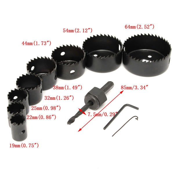 8 In 1 19-64mm Hole Saw Cutter Woodwork Drill Bit