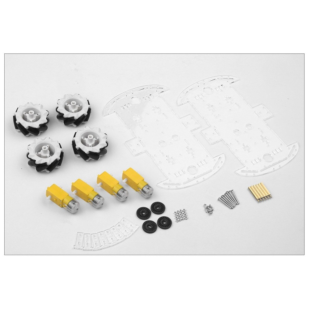 4WD Smart Car Chassis DIY Kit Omni-mobile Dual Layer Platform with 4 Omni-directional Wheels