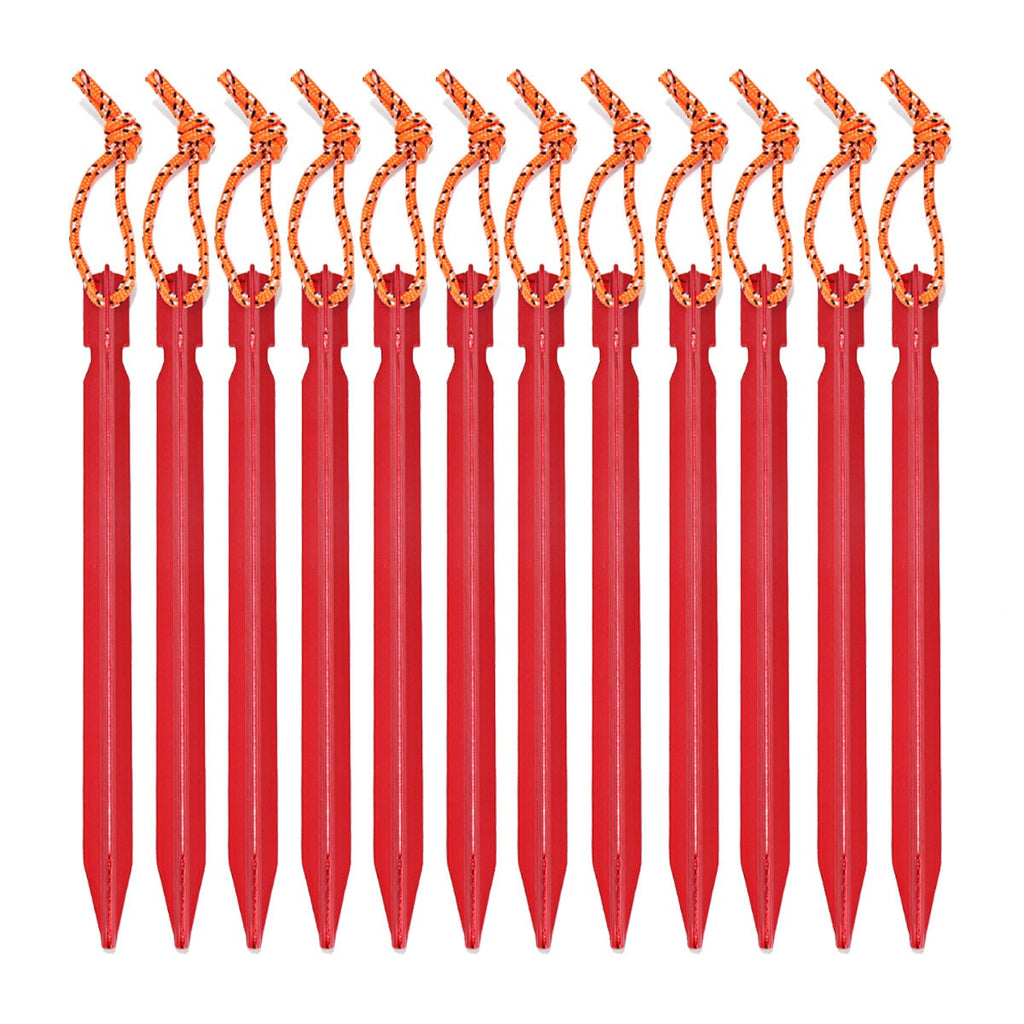 12PCS Aluminum Alloy Tent Nail Pegs Stakes With Rope Lightweight Camping Outdoor