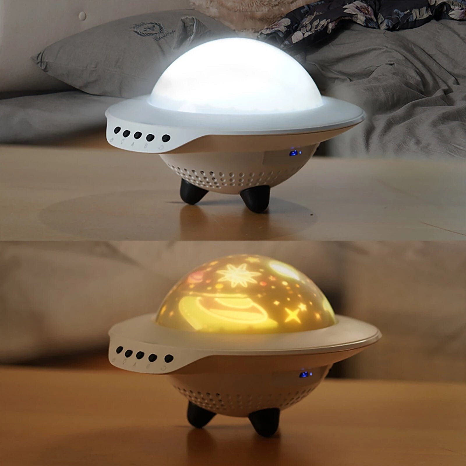 Starry Sky Projection Light Flying Saucer Bluetooth Speaker Music Player LED Night Light With Remote Control