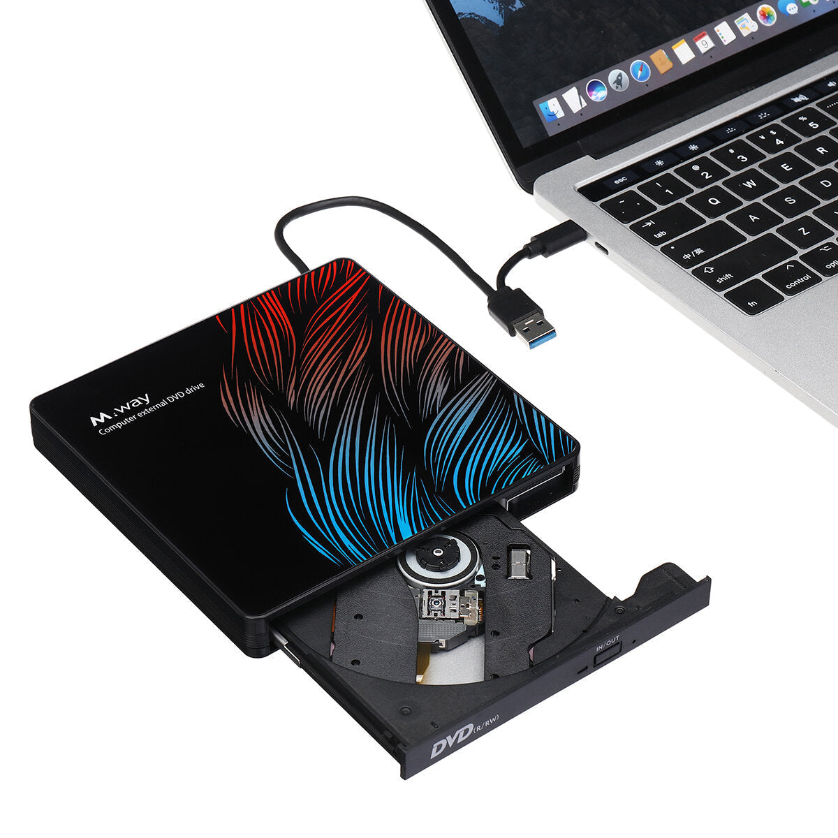 USB-C External Optical Drive Type-C USB3.0 DVD Burner DVD-RW Player Writer Rewriter Support 2MB Data Transfer for PC Laptop Computer