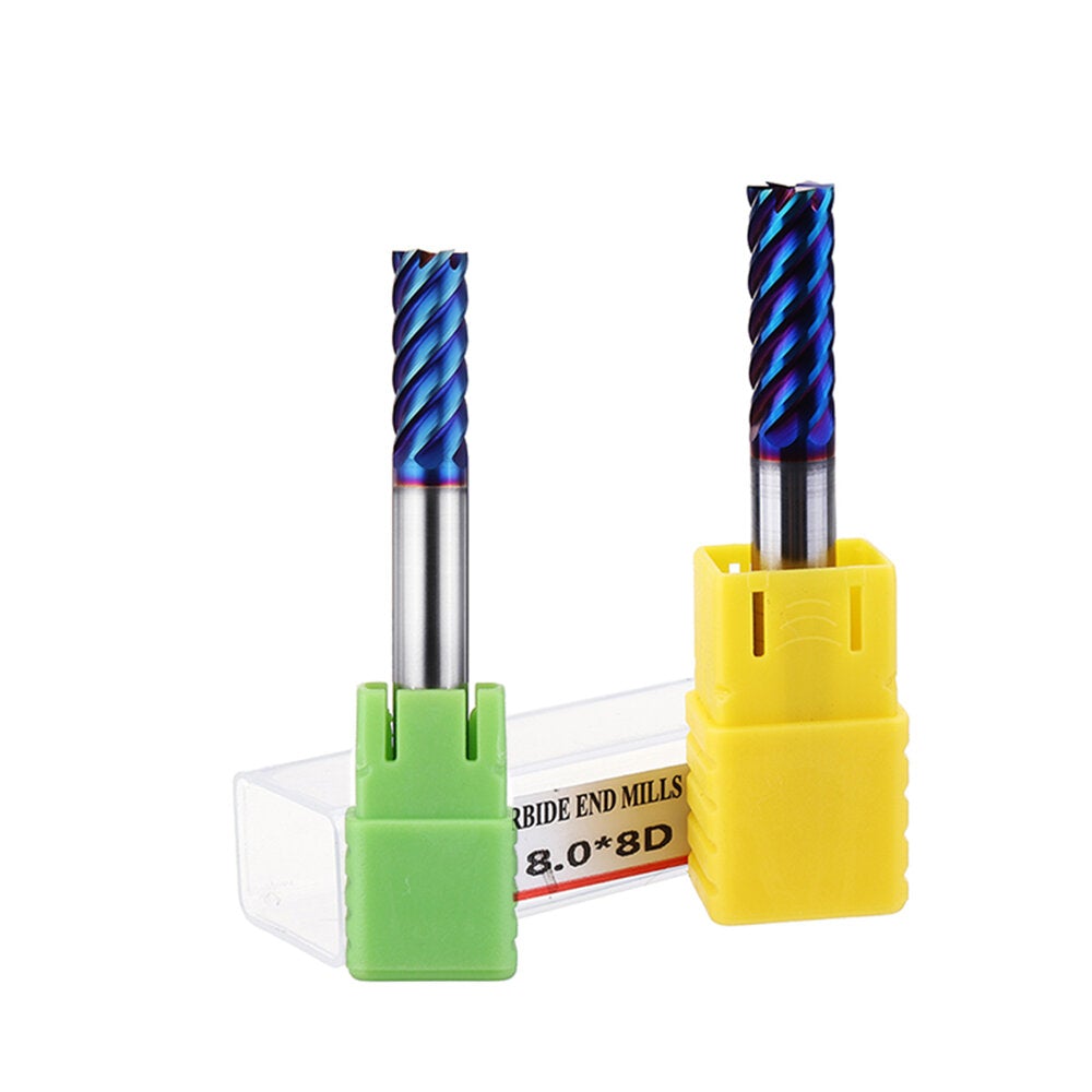 6 Flutes Nano Blue Coated Milling Cutter HRC65 6/8/10/12mm Carbide End Mill