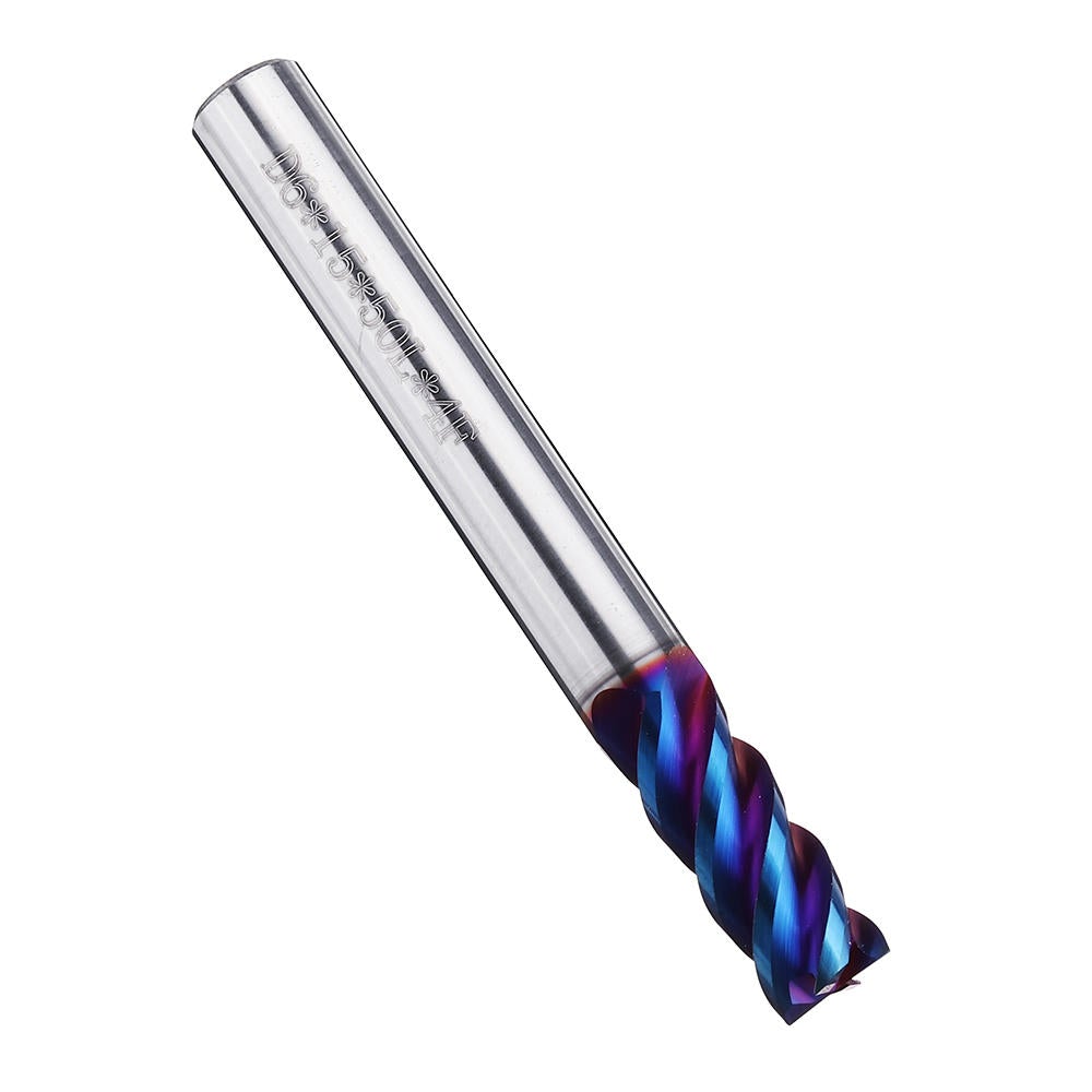 HRC60 5/6/8mm 4 Flutes Blue NACO Coated Tungsten Carbide Milling Cutter CNC Tool