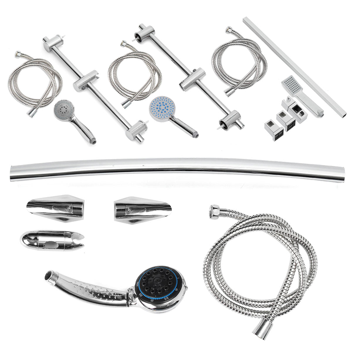Bathroom Shower Head Riser Rail Bracket Handheld Holder Bar Chrome