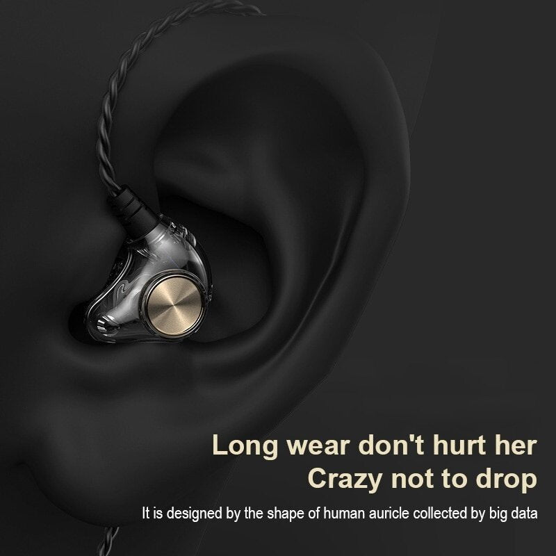 In-Ear Wired Headset Subwoofer 3.5mm Bass Stereo Earbuds Earphones with Microphone