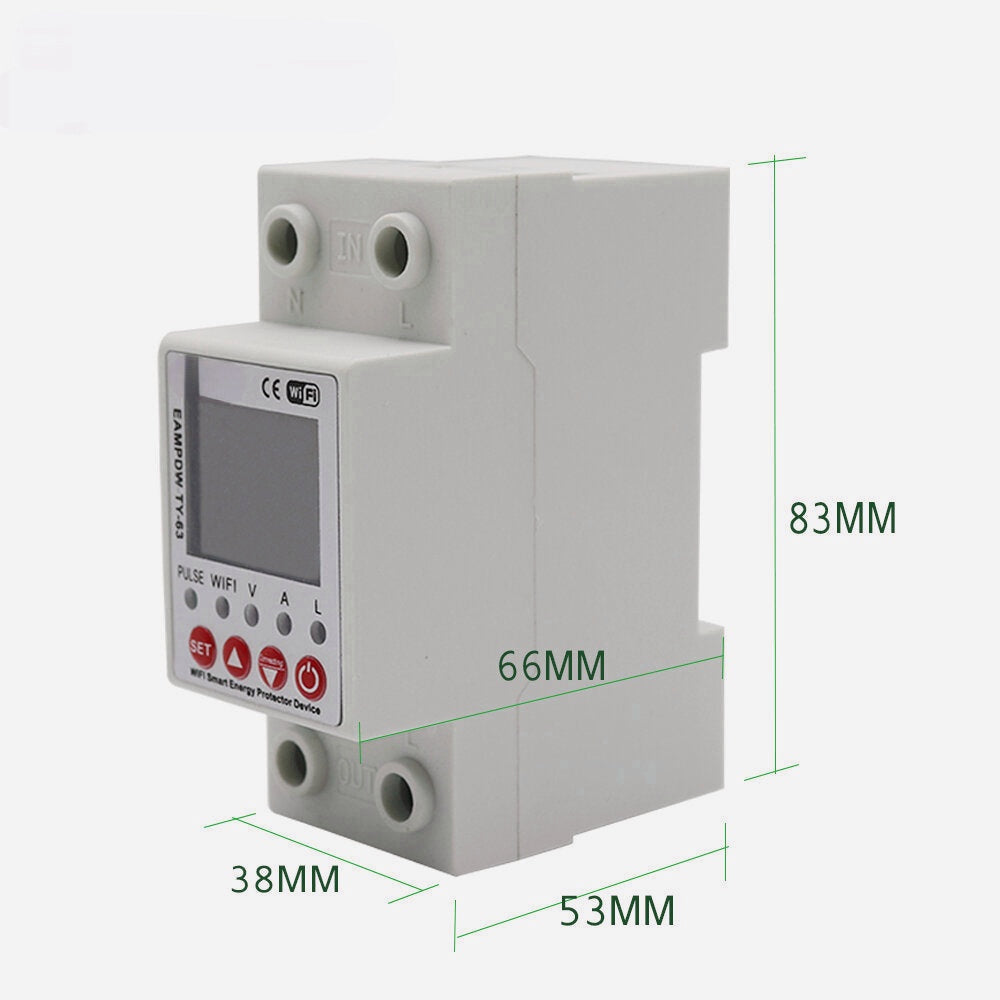 WiFi Smart Circuit Earth Leakage Over Under Voltage Protector Relay Device Switch Breakers Energy Power kWh Meter Works With Alexa Google Home