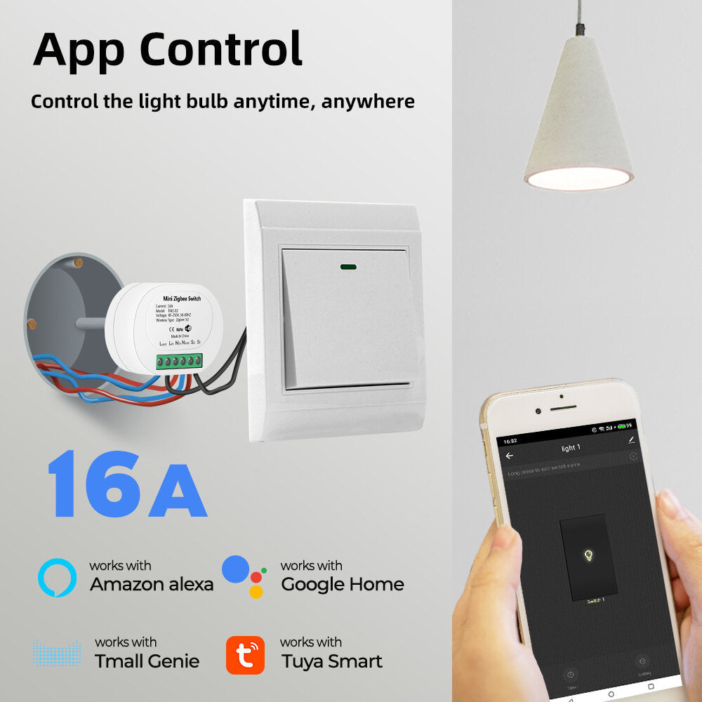16A Smart Light Switch Module No Neutral Wire And Neutral Wire Universal Mini Breakers 2 Way Control Smart Home Switch Works With Alexa Google Home