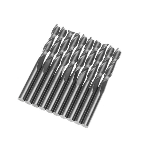10pcs 1/8 Inch Double Flute Spiral 17mm End Mill Set CNC Carbide Flat Nose