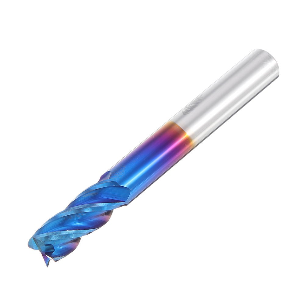 HRC65 Tungsten Carbide 4 Flutes Milling Cutter 2-12mm Blue Nano Coating CNC Milling Cutter Tool