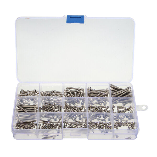 M2/M2.5/M3 Stainless Hex Socket Cap Head Screws Allen bolt Nut Assortment Kit 300pcs