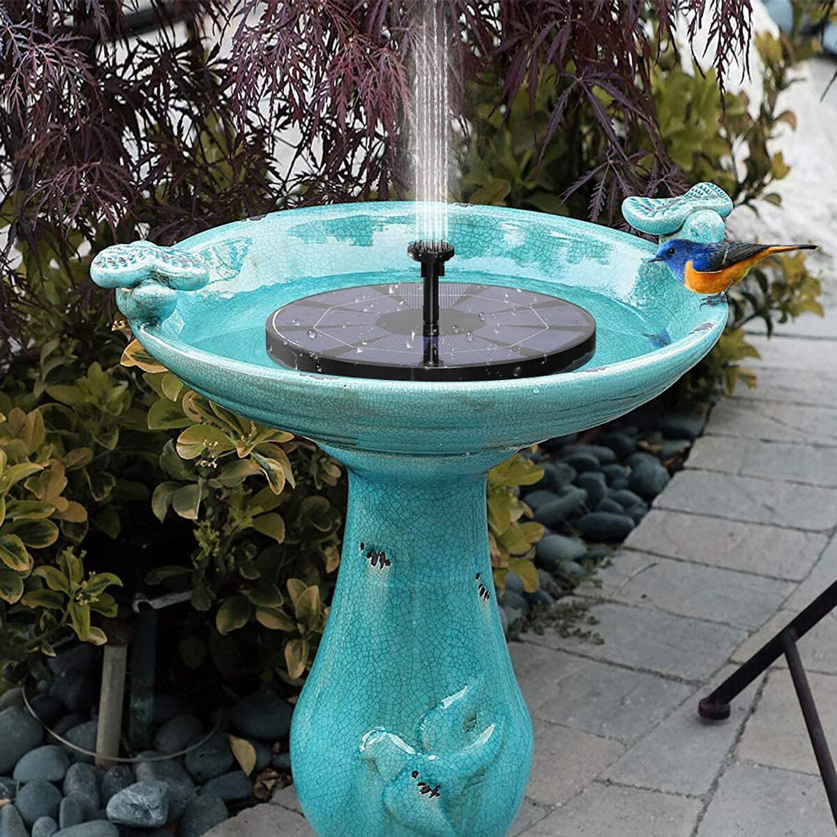 8-in-1 Solar Bird Water Fountain Set 3.5W Circle Floating Pump for Working at Cloudy or Night
