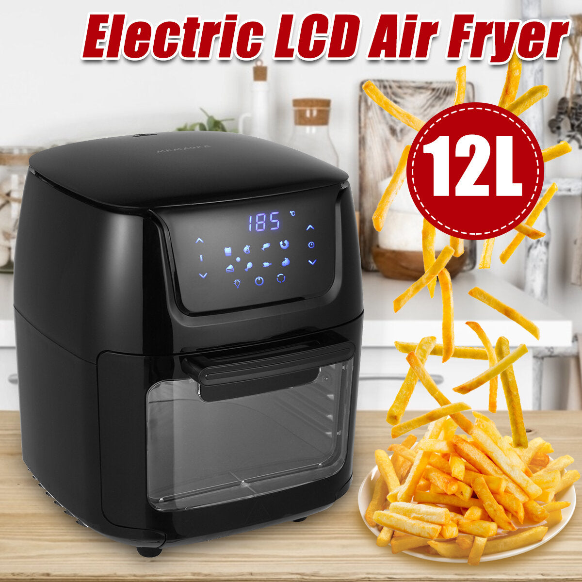 Air Fryer Oven Electric Touch Digital Airfryer Rotisserie Dry Large Cooker 12L