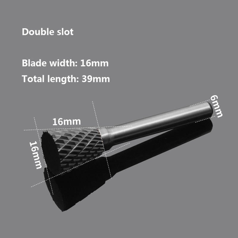 Double Groove Alloy Rotary Boring Tool Tungsten Steel Wood Carving N-type Inverted Cone Milling Cutter Grinding Head