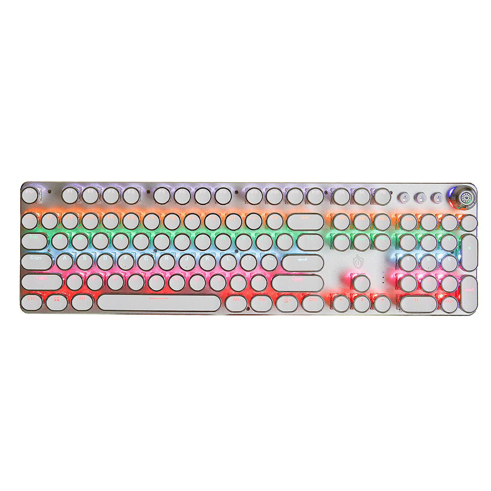 Mechanical Keyboard 104 Round Keys Plated Blue Switch RGB Backlit USB Wired Gaming Keyboard for Desktop Laptop Gamer