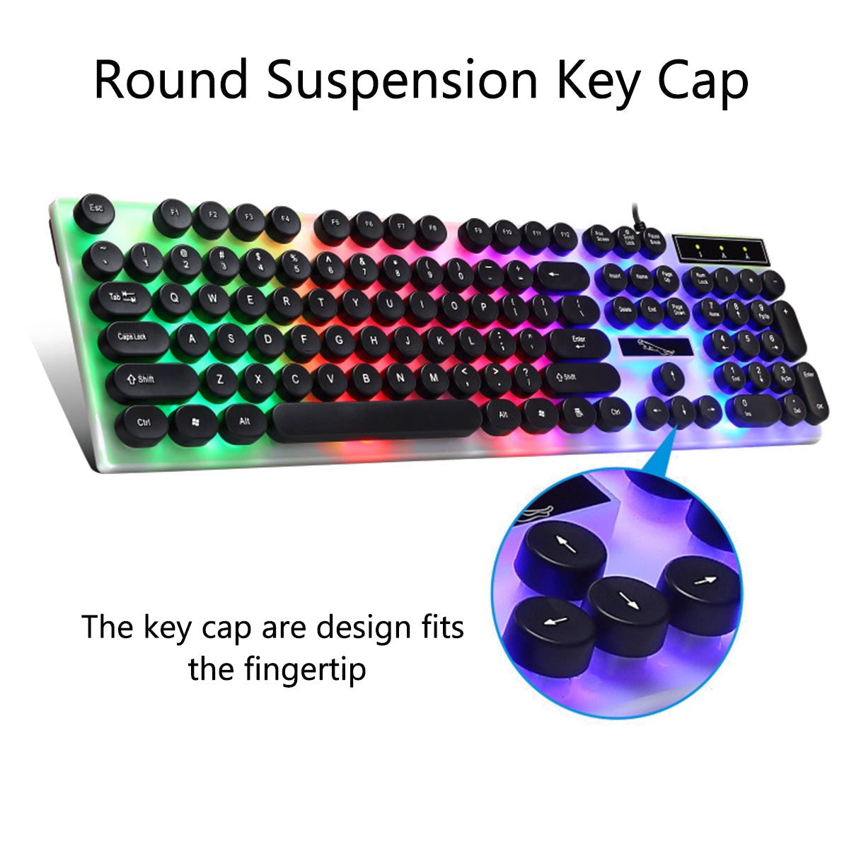 104 Keys Colorful Backlight USB Wired Gaming Keyboard and Gaming Mouse Combo for PC Laptop