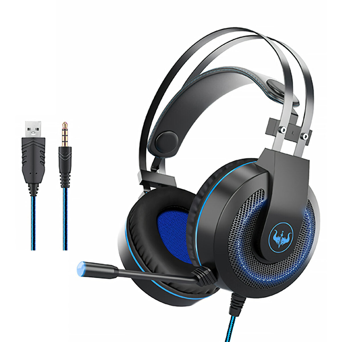 Gaming Headset Wired 3.5mm Jack 50mm Bass Stereo Sound LED Light Headphone with Mic for PS3/4 Computer PC Gamer