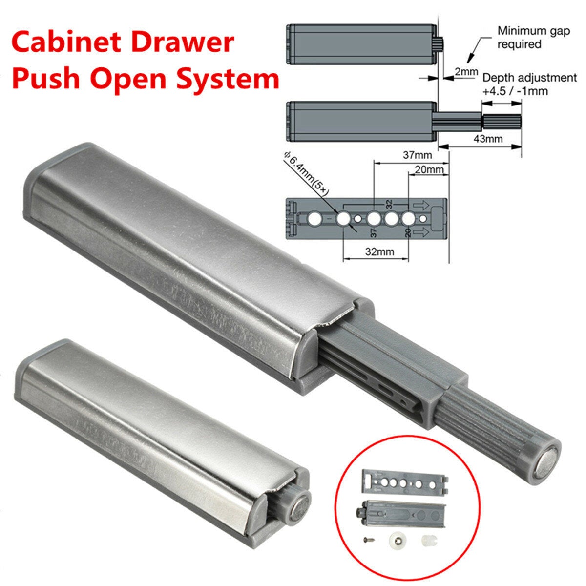 Cabinet Push Open Catch Touch Latch Magnetic Tip Damper Buffer Drawer Door to System