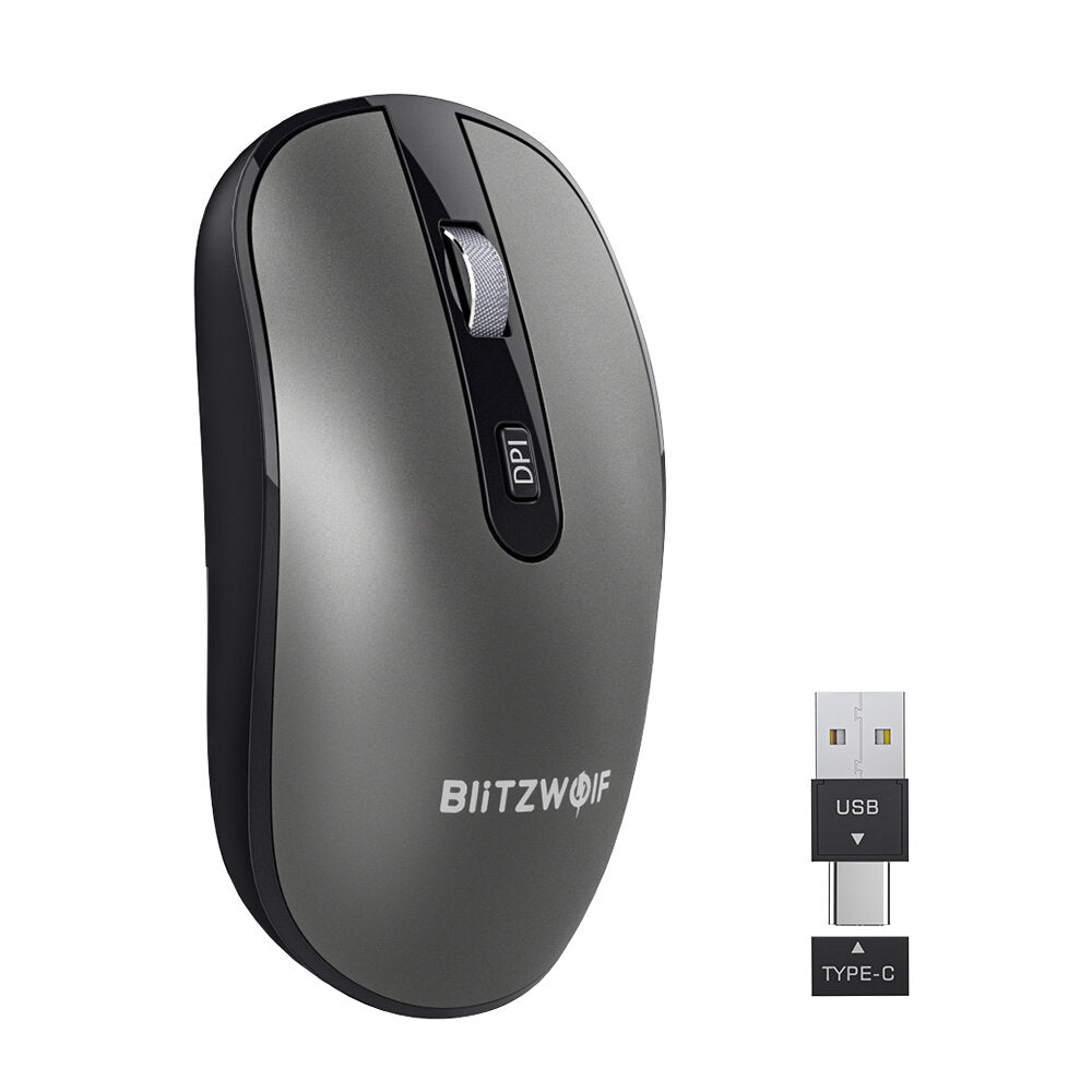 Wireless Mouse 2.4GHz Bluetooth 3.0/5.0 Triple Mode with USB&Type-C Receiver 2400DPI Noiseless Mouse for Desktop Computer Laptop PC