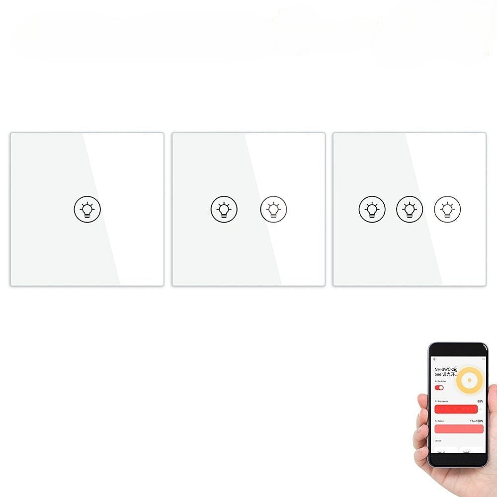 Dimming Switch Thyristor Stepless Dimming EU Smart Switch Works with Alexa Google Home 250V 1/2/3 Gang