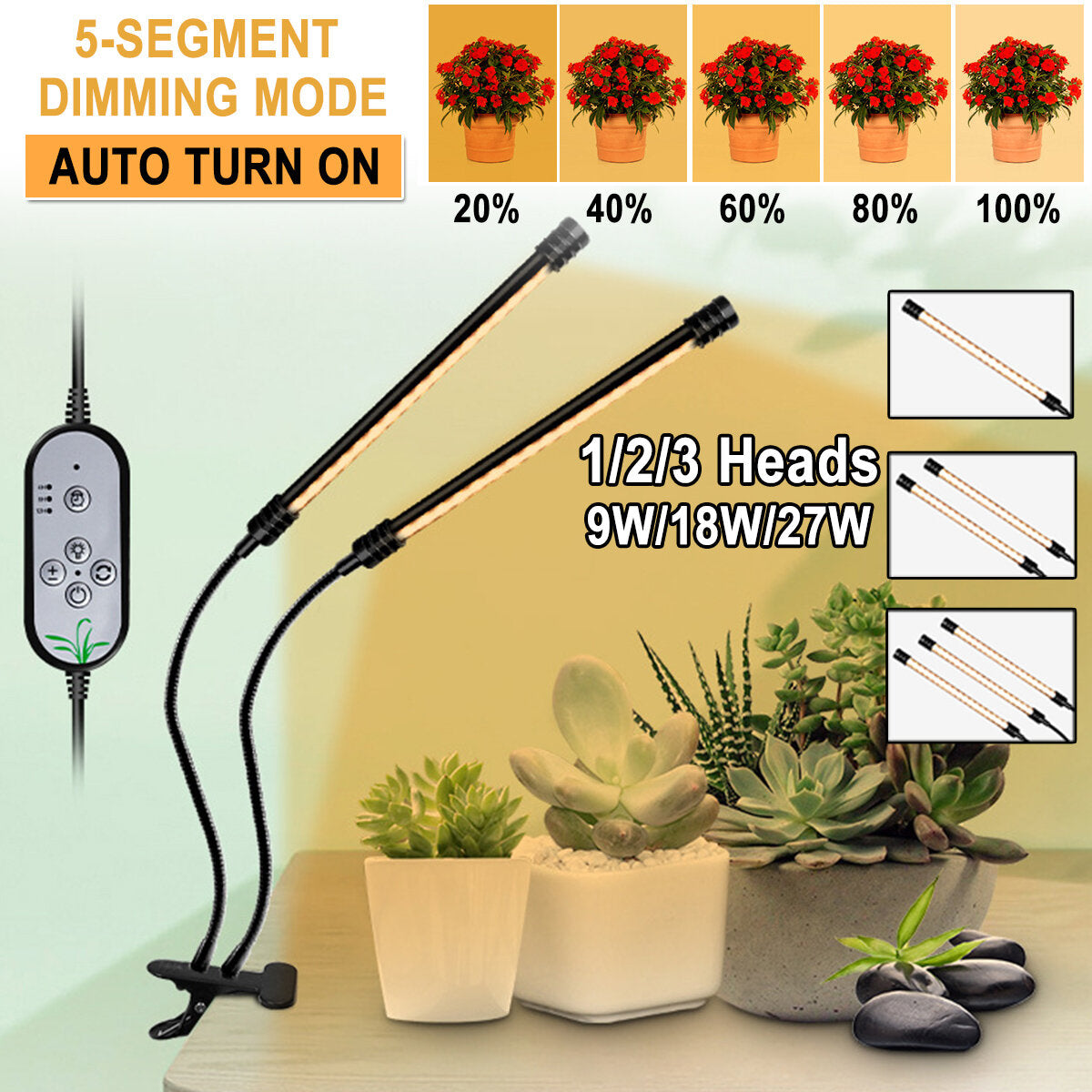 2/3/4 Heads 5730 USB LED Plant Grow Light Dimmable Timer 360 Flexible Clip Hydroponic Garden Desk Tube Lamp