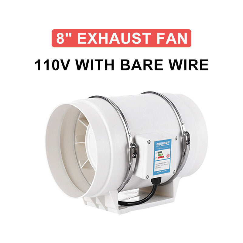 8Inch 130W Silent Fan Extractor Duct Hydroponic Inline Exhaust Industrial Vent