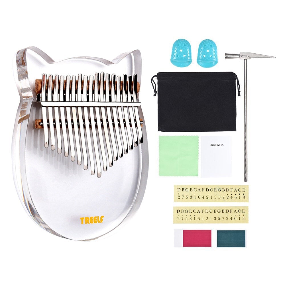 17 key Kalimba Acrylic Thumb Piano Keys Mbira Transparent Keyboard Instrument