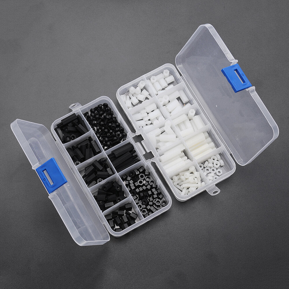 M3NH6 300Pcs M3 Nylon Screw White&Black Hex Screw Nut PCB Standoff Spacer Assortment Kit