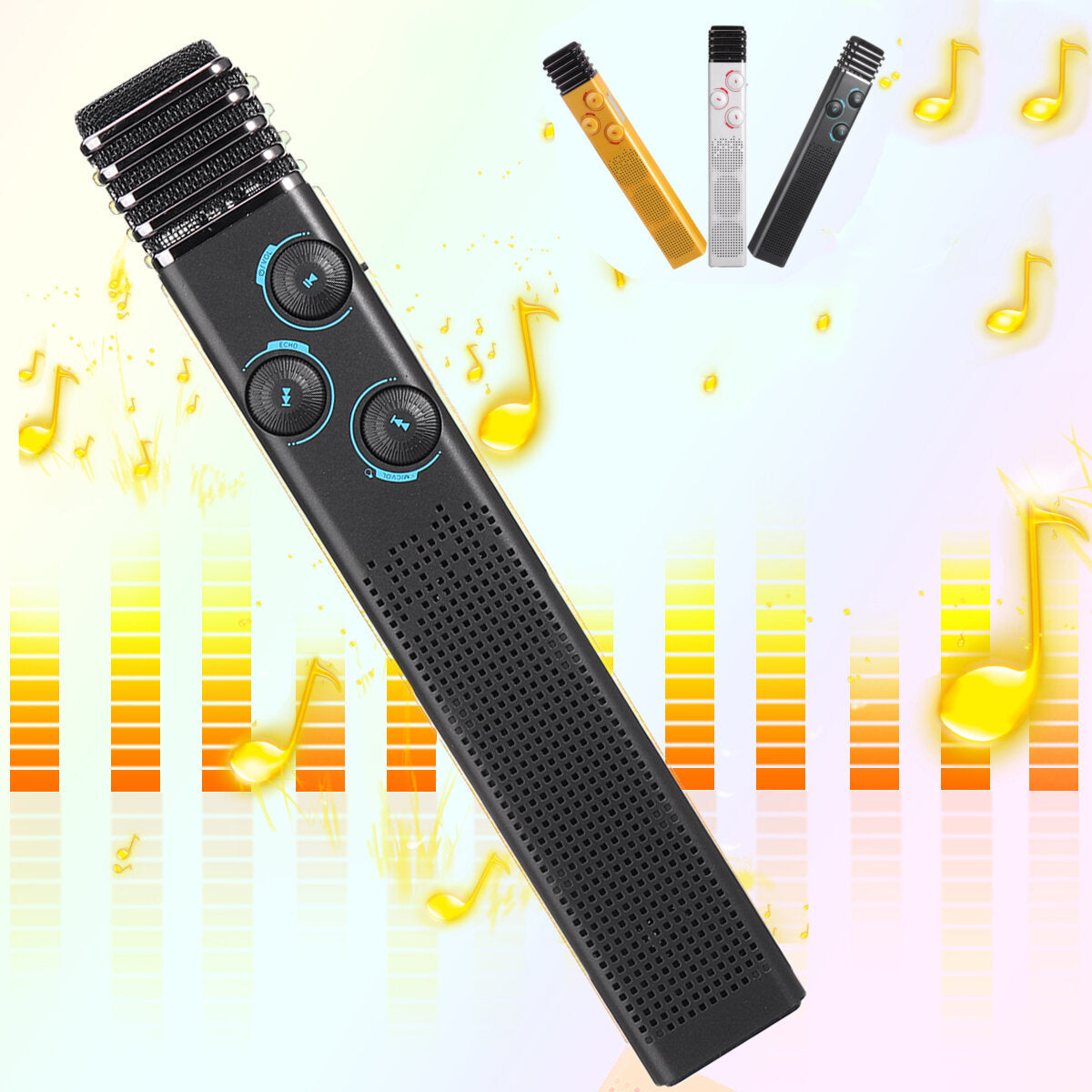 3-IN-1 Bluetooth Microphone 2*10W Hi-Fi Stereo Wireless Speaker 4000mAh Portable Karaoke Mic Recorder