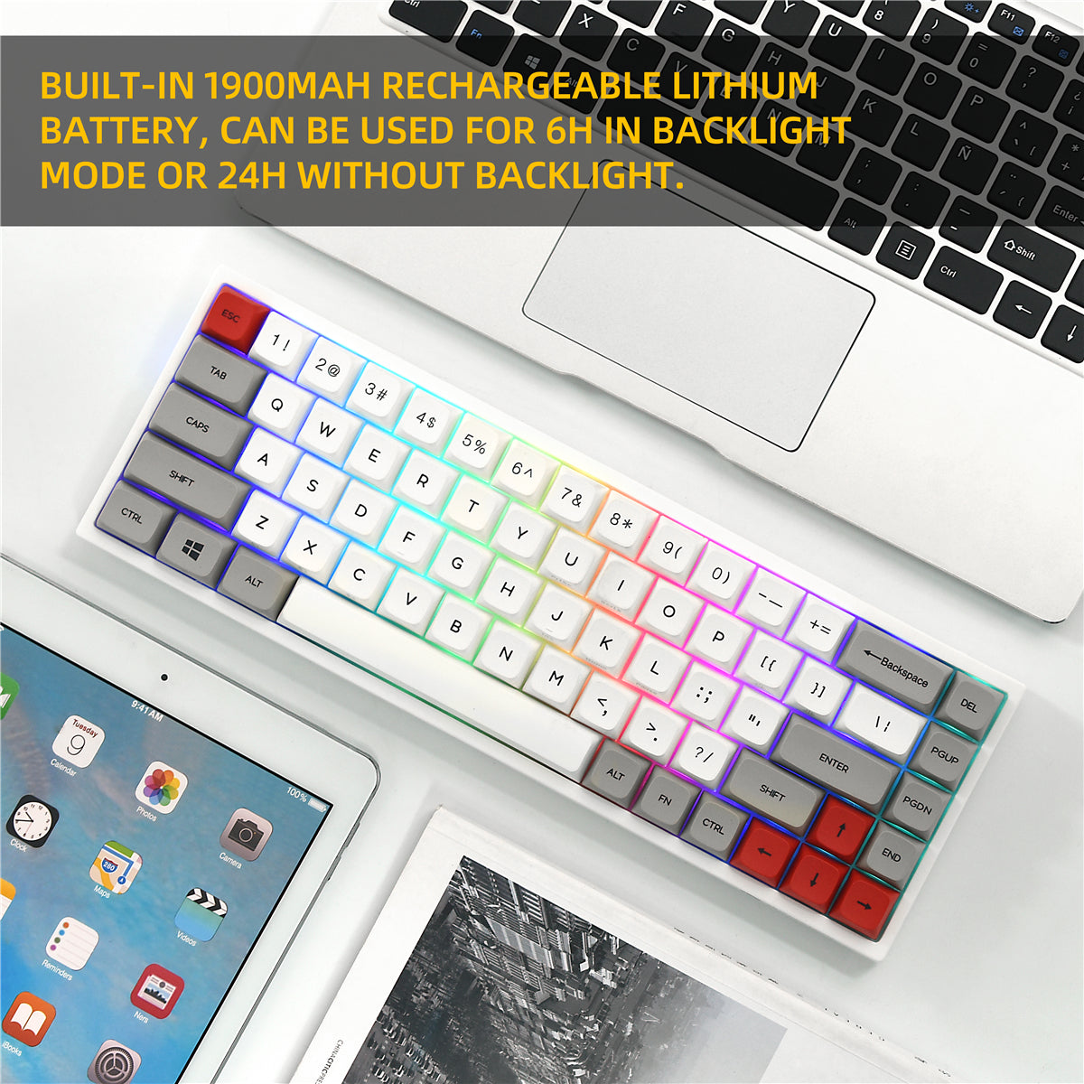 Mechanical Gaming Keyboard 68 Keys Triple Mode With Receiver Switch XDA Profile PBT Keycaps