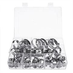 60Pcs Fuel Injection Hose Line Clamp Stainless Steel Adjustable Worm Gear Clamp Assortment