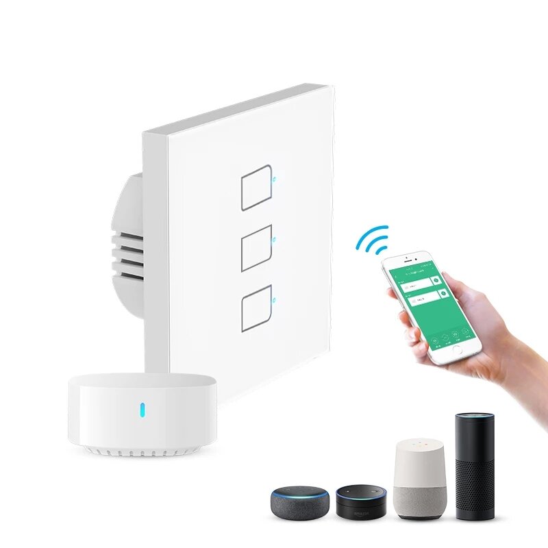 Smart Light Touch Switch With Two Way Control,APP Remote Control,Timer-Function,Voice Control Work with S3 Hub Compatible With Aleax Google Assistant